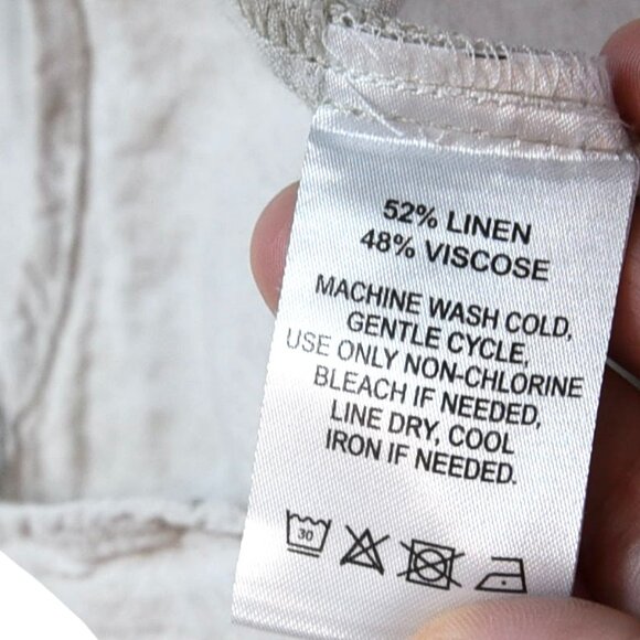 Calligraphie M Neutral Linen Button-Down Crop Top Boxy - Picture 9 of 10